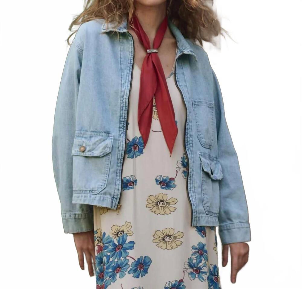 NEW THE GREAT. zip front chore jacket in blue